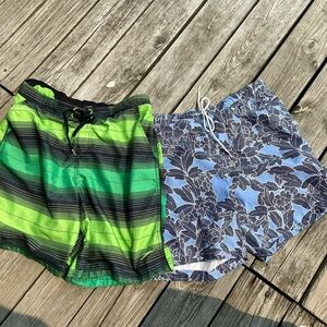 Two swim trunks. Speedo and Nautica size large. My bundle saves a bundle.